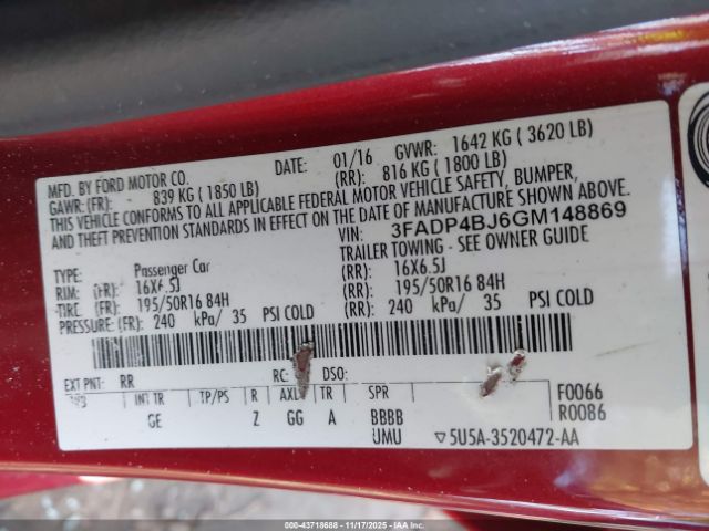 2016 FORD FIESTA 3FADP4BJ6GM148869 Photo 8