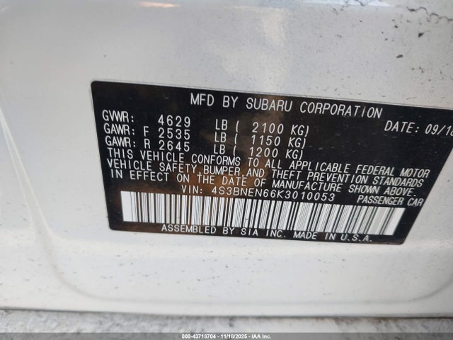 Aukcja sprzedaży 2019 Subaru Legacy 3.6r Limited, vin: 4S3BNEN66K3010053, numer aukcji: 43718704