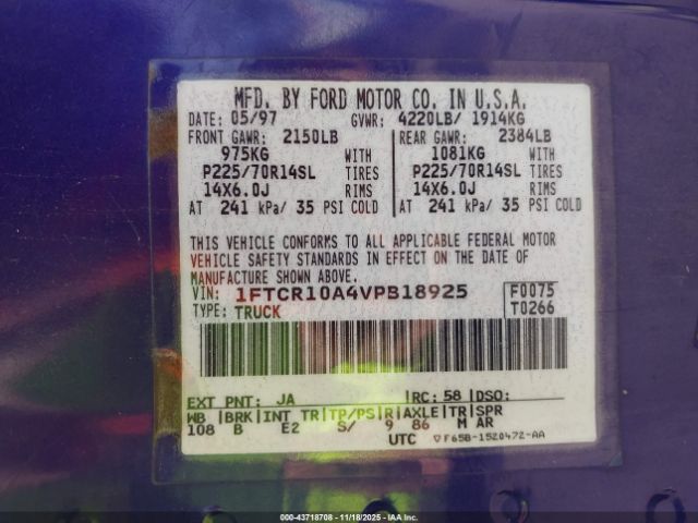 1997 FORD RANGER 1FTCR10A4VPB18925 Photo 8