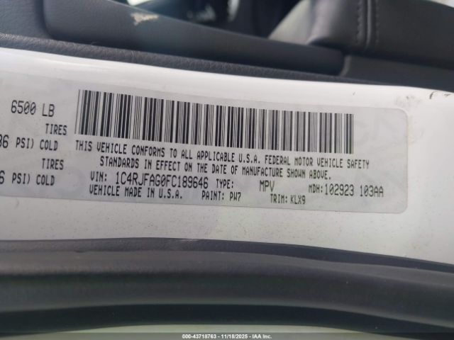 2015 JEEP GRAND CHEROKEE 1C4RJFAG0FC189646 Photo 8