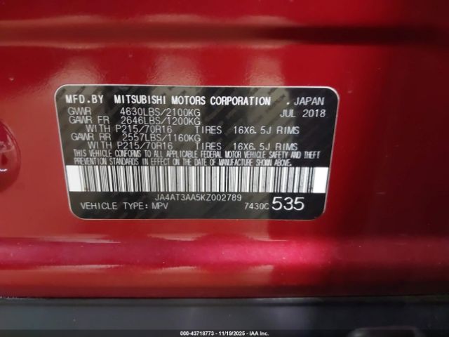 2019 MITSUBISHI ECLIPSE CROSS JA4AT3AA5KZ002789 Photo 8