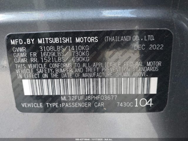 2023 MITSUBISHI MIRAGE G4 ML32FUFJ8PHF03677 Photo 8