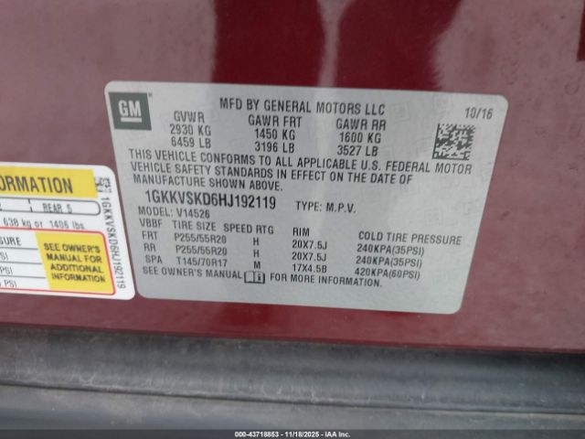 2017 GMC ACADIA LIMITED 1GKKVSKD6HJ192119 Photo 8