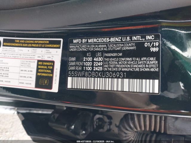 2019 MERCEDES-BENZ C 300 55SWF8DB0KU306931 Photo 8