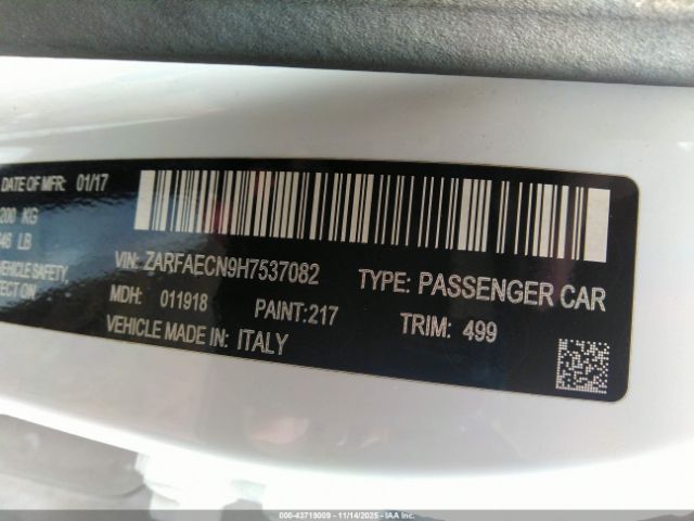 2017 ALFA ROMEO GIULIA ZARFAECN9H7537082 Photo 8