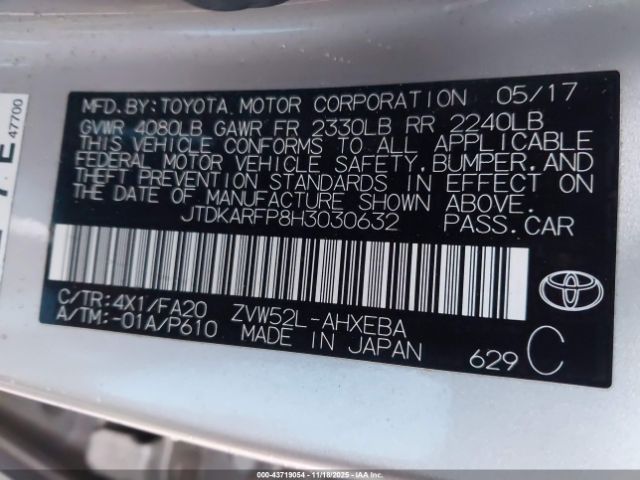 2017 TOYOTA PRIUS PRIME JTDKARFP8H3030632 Photo 8