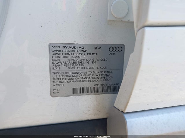 2022 AUDI Q5 WA1BBAFY4N2126342 Photo 8