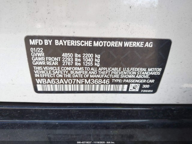 2022 BMW 430I GRAN COUPE WBA63AV07NFM36846 Photo 8