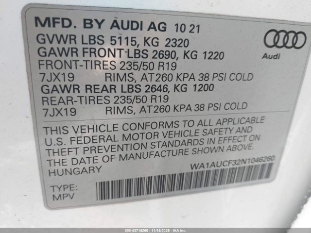 2022 AUDI Q3 WA1AUCF32N1046260 Photo 8