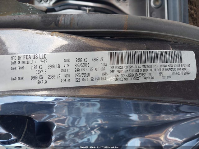 2018 Jeep Compass Altitude 4x4 მანქანა იყიდება აუქციონზე, vin: 3C4NJDBBXJT453992, აუქციონის ნომერი: 43719269