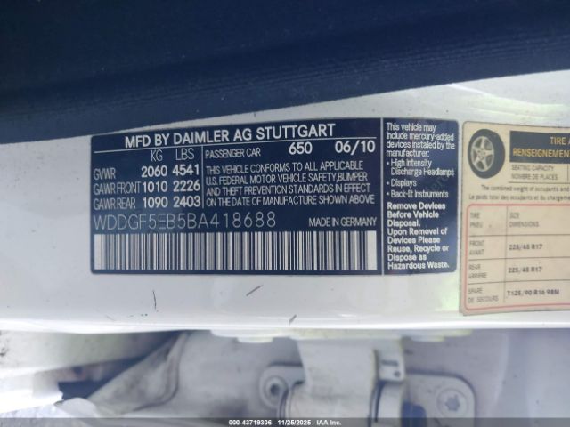 2011 MERCEDES-BENZ C 300 WDDGF5EB5BA418688 Photo 8