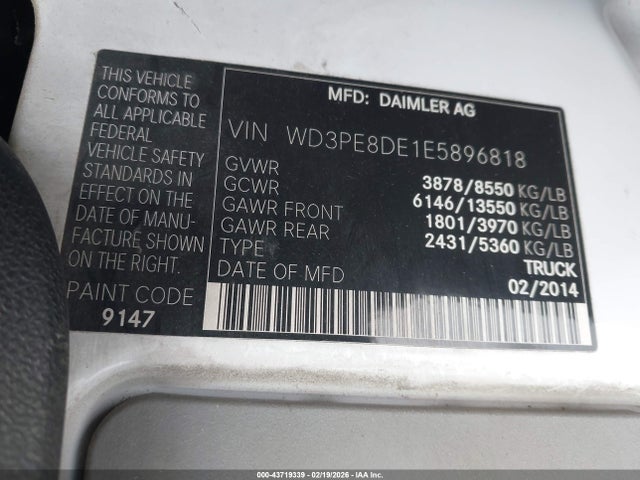 Mercedes-Benz Sprinter 2500 High Roof 2014 WD3PE8DE1E5896818 Image 9