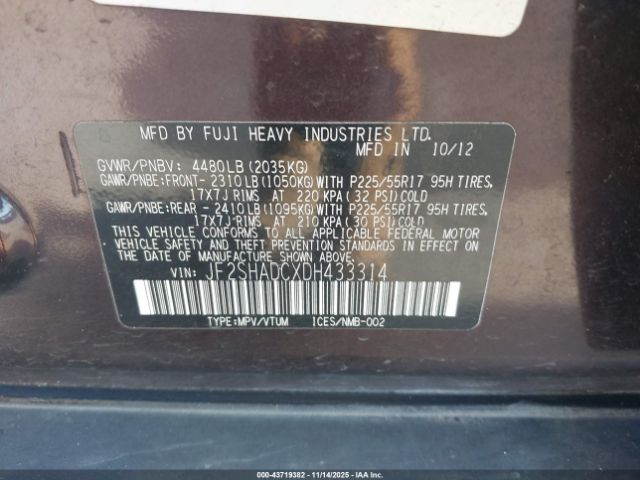2013 SUBARU FORESTER JF2SHADCXDH433314 Photo 8