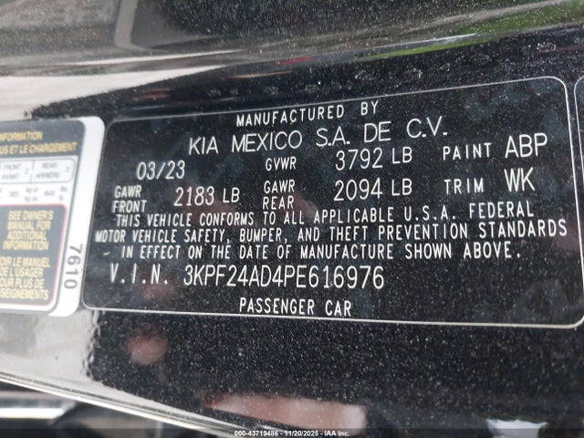 Продаж на аукціоні авто 2023 Kia Forte Lxs, vin: 3KPF24AD4PE616976, номер лоту: 43719486