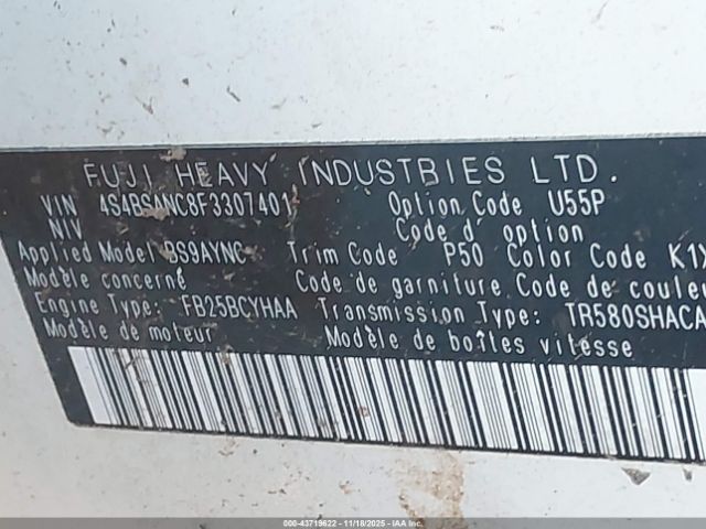 2015 SUBARU OUTBACK 4S4BSANC8F3307401 Photo 8