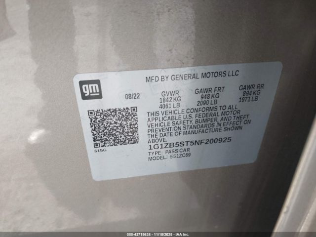 2022 CHEVROLET MALIBU 1G1ZB5ST5NF200925 Photo 8