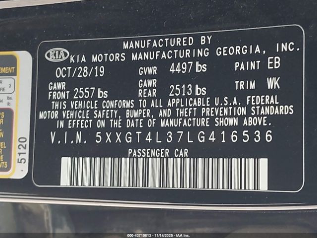 2020 KIA OPTIMA 5XXGT4L37LG416536 Photo 8