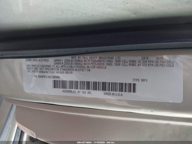 2005 SUBARU OUTBACK 4S4BP61CX57386484 Photo 8