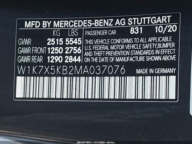 Продаж на аукціоні авто 2021 Mercedes-benz Amg Gt 43 4-door Coupe, vin: W1K7X5KB2MA037076, номер лоту: 43719873