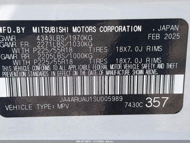 2025 MITSUBISHI OUTLANDER SPORT JA4ARUAU1SU005989 Photo 8