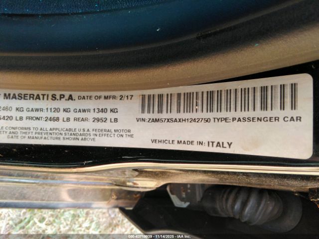 2017 MASERATI GHIBLI ZAM57XSAXH1242750 Photo 8