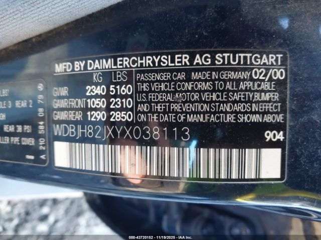 2000 MERCEDES-BENZ E 320 WDBJH82JXYX038113 Photo 8