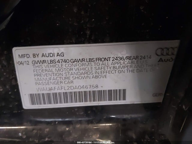 2013 AUDI A4 WAUAFAFL2DA046758 Photo 8