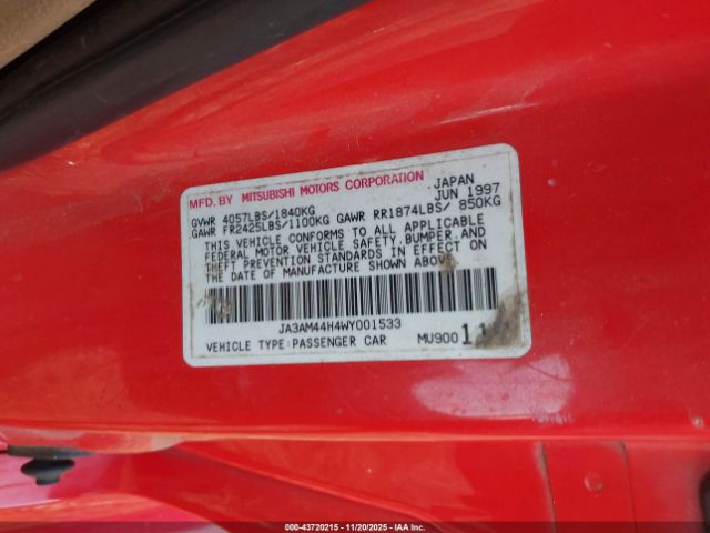 1998 MITSUBISHI 3000 GT JA3AM44H4WY001533 Photo 8