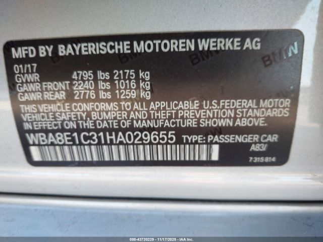 2017 BMW 330E WBA8E1C31HA029655 Photo 8