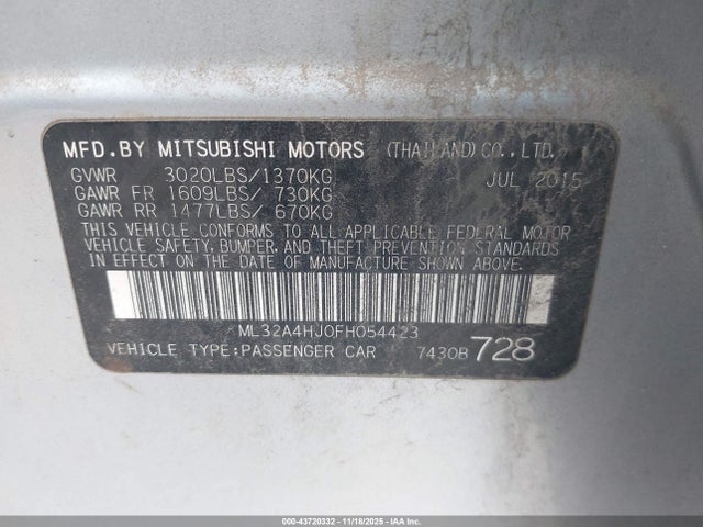 2015 MITSUBISHI MIRAGE ML32A4HJ0FH054423 Photo 8
