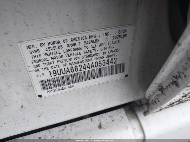 2004 ACURA TL 19UUA66244A053442 Photo 8