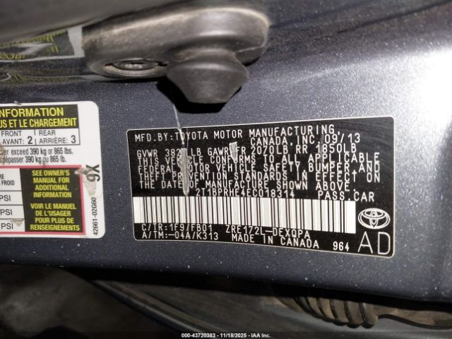 2014 TOYOTA COROLLA 2T1BPRHE4EC018314 Photo 8