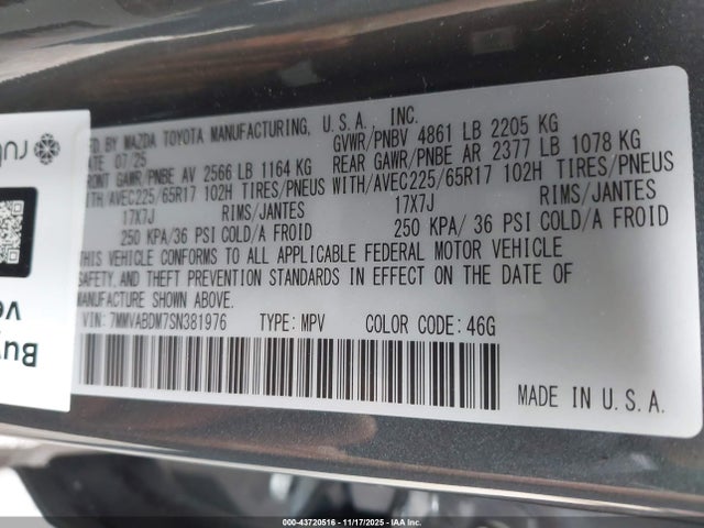43720516 :رقم المزاد ، 7MMVABDM7SN381976 vin ، 2025 Mazda Cx-50 2.5 S Premium Package مزاد بيع
