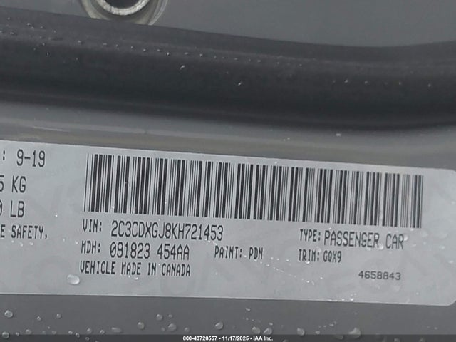 Продажа на аукционе авто 2019 Dodge Charger Scat Pack Rwd, vin: 2C3CDXGJ8KH721453, номер лота: 43720557