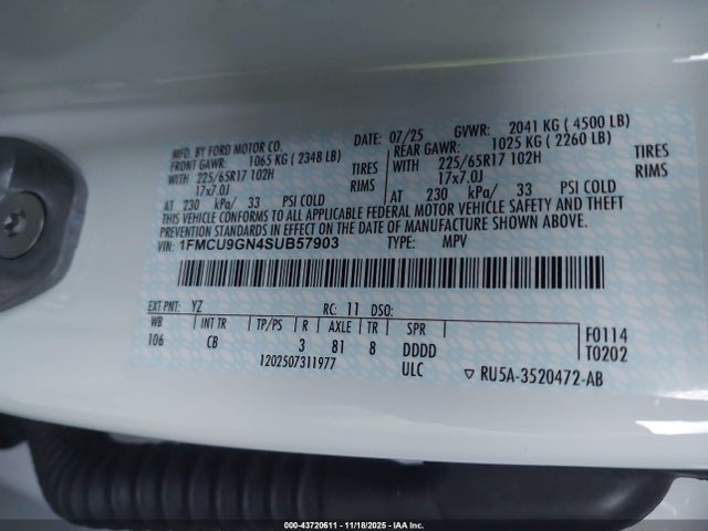 2025 FORD ESCAPE 1FMCU9GN4SUB57903 Photo 8