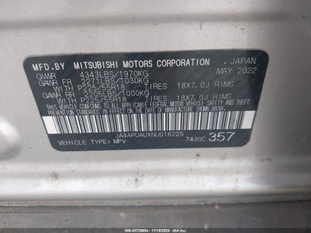 2022 MITSUBISHI OUTLANDER SPORT JA4APUAUXNU016225 Photo 8