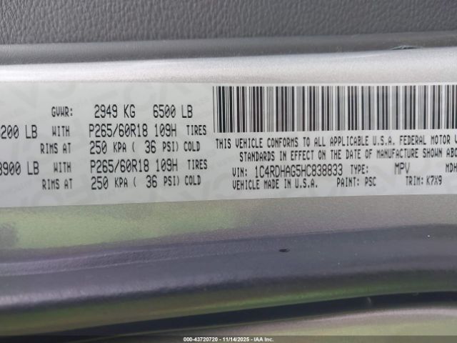 2017 DODGE DURANGO 1C4RDHAG5HC838833 Photo 8