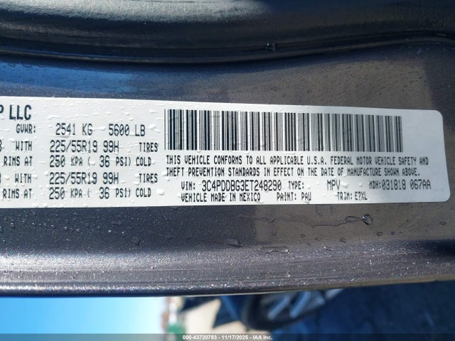 3C4PDDBG3ET248290 Dodge Journey Sxt