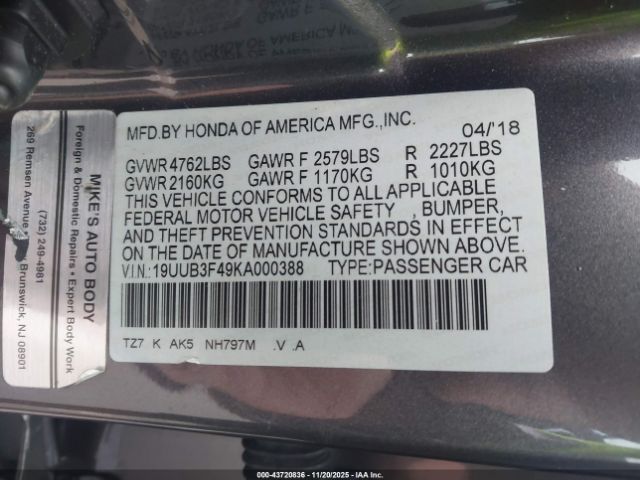 2019 ACURA TLX 19UUB3F49KA000388 Photo 8