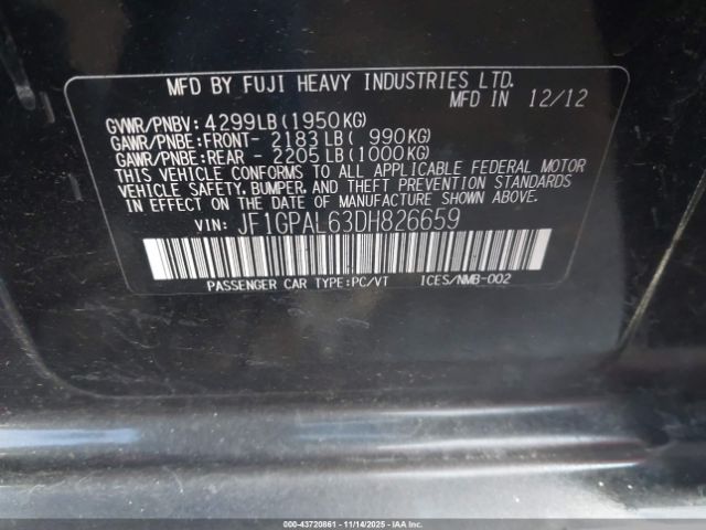 2013 SUBARU IMPREZA JF1GPAL63DH826659 Photo 8