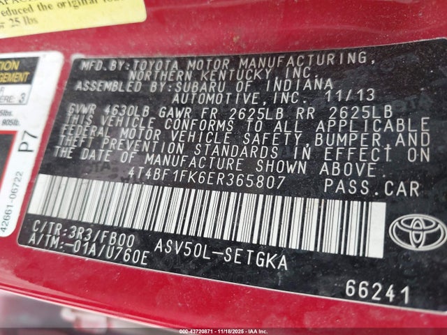 Toyota CAMRY XLE 2014 4T4BF1FK6ER365807 Image 9