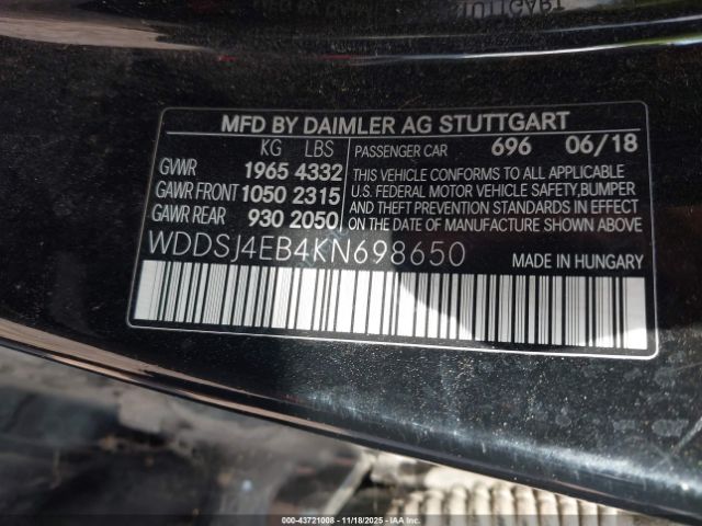 2019 MERCEDES-BENZ CLA 250 WDDSJ4EB4KN698650 Photo 8