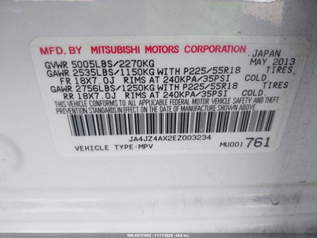2014 MITSUBISHI OUTLANDER JA4JZ4AX2EZ003234 Photo 8