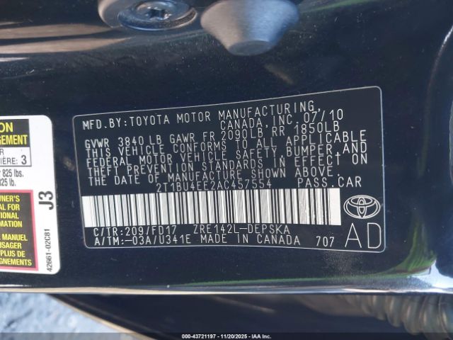 2010 TOYOTA COROLLA 2T1BU4EE2AC457554 Photo 8