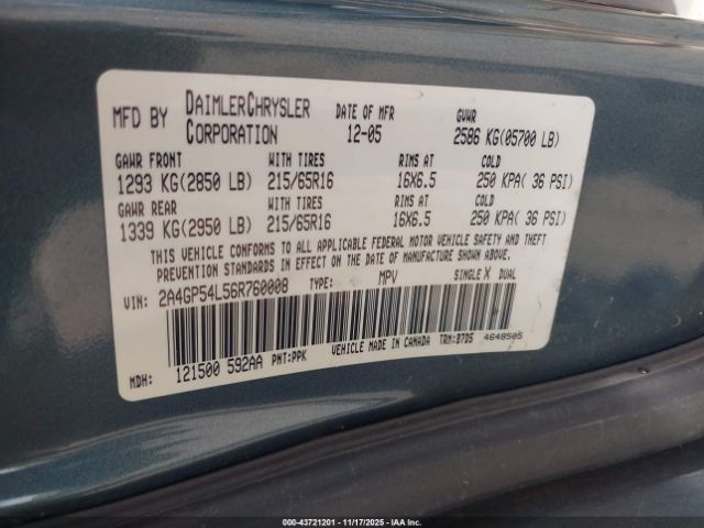 2006 CHRYSLER TOWN & COUNTRY 2A4GP54L56R760008 Photo 8