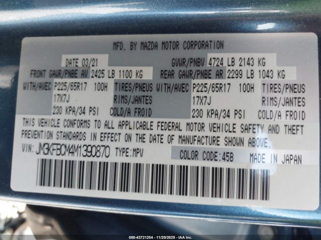 2021 MAZDA CX-5 JM3KFBCM4M1390870 Photo 8