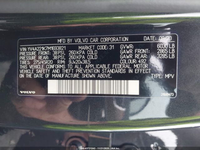 2021 VOLVO XC90 YV4A221K7M1693821 Photo 8