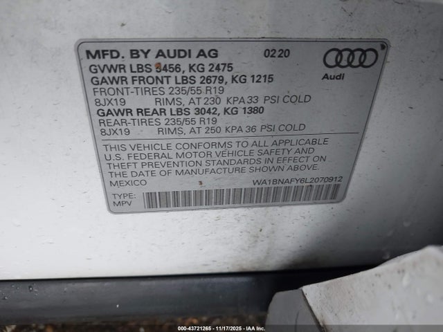 2020 AUDI Q5 WA1BNAFY6L2070912 Photo 8