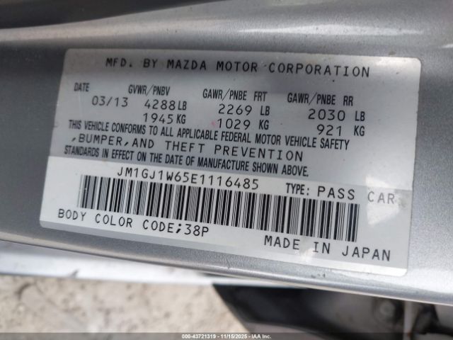 2014 MAZDA MAZDA6 JM1GJ1W65E1116485 Photo 8
