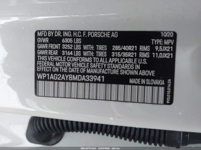 2021 PORSCHE CAYENNE WP1AG2AY8MDA33941 Photo 8